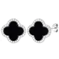 Produktbild: J.Fée Kleeblatt Ohrringe Silber 925 Kleeblatt Ohrstecker Silber Antiallergie Vierblättriges Ohrringe Damen mit Cubic Zirkonia, Dupes Schmuck Geschenk Für Frauen