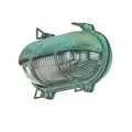 Produktbild: Licht-Erlebnisse Wandlampe Outdoor Messing Glas in Grün Antik IP64 Balkon Haus T:11 cm E27 Schiffsleuchte Rustikal Außen Wandleuchte Maritim SKIATHOS