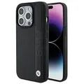 Produktbild: BMW iPhone 15 Pro Max Hülle Strukturiertem Leder Streifen - Schwarz