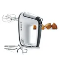 Produktbild: SEVERIN Handmixer, Handrührgerät mit 5 Geschwindigkeitsstufen, praktischer Handrührer mit 2 Edelstahl-Rührbesen und -Knethaken, 400 W, weiß-schwarz / Edelstahl, HM 3830