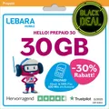 Produktbild: LEBARA HELLO! 30 Prepaid SIM-Karte | Allnet-Flat Telefonie & SMS | 30 GB Daten