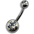 Produktbild: Zeeme Body Jewelry Piercing Titan silberfarben Kristall weiß 8mm