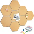Produktbild: Kork Pinnwand Sechseck 8 Stück mit 50 Pins Wandmontage