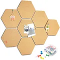 Produktbild: Kork Pinnwand Sechseckig, 8 Stück, DIY Wanddekoration, inklusive 50 Pushpins