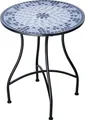 Produktbild: Mosaik Gartentisch Rund Metall 60 cm Mosaiktisch Garten Runder Balkontisch Tisch Bistrotisch Outdoor Terrassentisch Mosaikmuster Steinmosaik Balkon Mediterran
