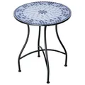 Produktbild: Mosaik Gartentisch Rund Metall 60 cm Mosaiktisch Garten Runder Balkontisch Tisch Indoor Bistrotisch Outdoor Terrassentisch Mosaikmuster Steinmosaik Balkon Esstisch Mediterran