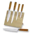 Produktbild: ECHTWERK Messer-Set Damastmesser Set 5tlg. Inkl. Magnet‐Messerblock aus Holz