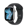 Produktbild: Apple Watch Series 11 GPS 46mm Space Grey Aluminium Gehäuse mit Sport Band (black) - S/M MEV04ZR/A