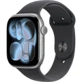 Produktbild: Apple Watch Series 11 GPS 46 mm Aluminiumgehäuse Sport Band Schwarz S/M