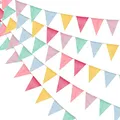 Produktbild: 20M Wimpelkette, 5 Stück 60 Flaggen Wimpelkette Outdoor Wetterfest, Girlande Dekoration Regenbogen Deko für Matschküche Geburtstag Kinderzimmer Party