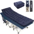 Produktbild: Overmont Faltbares Extra Grosses Feldbett mit Matratze (OM-Camp Bed-with Pad-Blue)