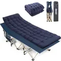 Produktbild: Overmont Klappbar Übergroß Feldbett mit Matratze - Campingbett für Erwachsene 190 x 71 x 36 cm - bis 250kg Belastbar - 2400D Oxfordgewebe mit Seitentasche Tragetasche für Camping Garten Büro Gästebett