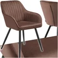 Produktbild: tectake® Esszimmerstuhl, gepolstert, in Samtoptik, gesteppt, schlanke Stahlbeine, 58 x 62 x 82 cm