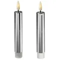 Produktbild: LED Stabkerzen Dinnerkerzen Tafelkerzen Spitzkerzen H: 17cm silber 2St
