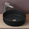 Produktbild: Doporro - Aufsatzwaschbecken Keramik Waschbecken Rund Waschschlae 40x40x13 Cm Gäste-wc Matt Schwarz Handwaschbecken Waschtisch Brüssel203 - Matt Schwarz