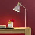 Produktbild: Lightbox skandinavische Schreibtischlampe - 52 cm Höhe - Tischleuchte mit Schalter & schwenkbarem Kopf - E27, max. 40 W - Metall/Holz aus Kautschukbaum - in Hellpink/Hellbraun
