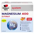 Produktbild: Doppelherz system MAGNESIUM 400 CITRAT – Magnesium als Beitrag für die normale Funktion der Muskeln und des Nervensystems – 20 Portionsbeutel