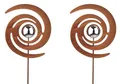 Produktbild: Kobolo Gartenstecker-Set FINJA, 148 cm, Metallstecker in Rostoptik mit Edelstahlkugel, stilvolle Gartendeko in Spiralform, Dekostecker für den Outdoorbereich