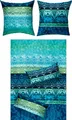 Produktbild: Erwin Müller Bettwäsche, Bettgarnitur, Bettbezug, Wende-Kissenbezug Mako-Satin orientalisch, blau Größe 80x80 cm / 155x200 cm - temperaturausgleichend, mit Reißverschluss