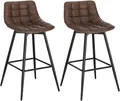 Produktbild: WOLTU 2er-Set Barhocker Designer Barstuhl Hocker Tresenhocker Bistrohocker mit Fußstütze Kunstleder Metall Braun