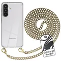 Produktbild: Handyhülle mit Metall Kette für Samsung Galaxy A56 Hülle + Wechselkordel Gold