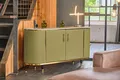 Produktbild: KAWOLA Sideboard MARIA Marmorplatte Kunstleder olivgrün