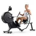 Produktbild: TREX SPORT Rudergerät für zuhause TX-880RM APRON | Luft-Magnet-Widerstand Ruderergometer mit LCD, klappbar | 10 kg Schwungrad, 16 Stufen, bis 130 kg