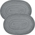 Produktbild: Erwin Müller Tischset Silves 2er-Pack anthrazit Größe oval: 33x48 cm - in Flechtstruktur, Schutz vor Kratzern und Flecken, feucht abwischbar, besonders pflegeleicht und strapazierfähig