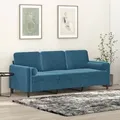 Produktbild: vidaXL 3-Sitzer-Sofa mit Zierkissen Blau 180 cm Samt