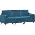 Produktbild: 3-Sitzer-Sofa mit Zierkissen Blau 180 cm Samt Vidaxl