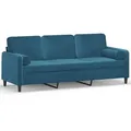 Produktbild: vidaXL 3-Sitzer-Sofa mit Zierkissen Blau 180 cm Samt