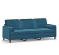 Produktbild: vidaXL Sofa, 3-Sitzer-Sofa mit Zierkissen Blau 180 cm Samt