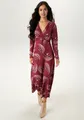 Produktbild: Maxikleid mit V-Ausschnitt in Wickeloptik und Unterbrustnaht - NEUE KOLLEKTION, Gr. 42 - N-Gr, bordeaux-beige-schwarz N-Gr