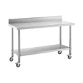 Produktbild: Edelstahltisch mit Rollen - PREMIUM - 60 x 150 cm - 160 kg - Aufkantung - Royal Catering RCAT-150/60-WS