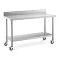 Produktbild: Royal Catering RCAT-150/60-WS Edelstahltisch mit Rollen und Aufkantung 60 x 150 cm 160 kg Tragkraft Arbeitstisch mit Rollen Arbeitstisch auf Rollen Arbeitstisch Rollen