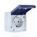 Produktbild: as - Schwabe 1-fach Steckdose - Aufputzsteckdose -Steckdose mit Klappdeckel - Feuchtraumsteckdose - UV-beständig - Anschluss Leitungen bis max. 2,5mm² - 230V/10A - IP54 - grau - Made in Germany, 62460