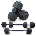 Produktbild: Lacestone 2in1 Hantelset Kurzhantel Langhantel Set Hanteln Krafttraining Gewichte Dumbbells 40KG