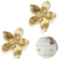Produktbild: Schrankknöpfe Kommodenknöpfe 2Stk Goldene Blumen-Schubladenknöpfe Kleiderschrankgriff Möbelknöpfe Knaufgriffe Handles Vintage Schränke Möbelknöpfe für Schlafzimmer Badezimmer Möbelgriffe Küchentür