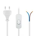 Produktbild: 51349 Netzkabel 2 polig Stecker mit Schalter offene Kabelenden & Eurostecker ...