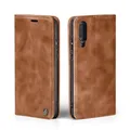 Produktbild: LBH Handyhülle für Samsung Galaxy A50 in Hellbraun mit Karten- und Geldfach Smartphone Hülle mit Standfunktion Flip Case Schutzhülle Magnetverschluss Vintage
