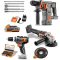 Produktbild: 20V Akku PowerTool-Bundle mit Winkelschleifer, Akkuschrauber & Bohrhammer