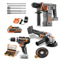 Produktbild: 20V Akkuschrauber, Bohrhammer & Winkelschleifer Bundle | mit Zubehör | FUXTEC
