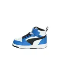 Produktbild: PUMA Kinder Rebound V6 Mid Sneakers 25, White Black Racing Blue