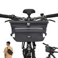 Produktbild: LARKSON Lenkertasche Fahrrad Grau - Lasse - 2 in 1 Fahrradtasche & Umhängetasche - Bikepacking Tasche für Lenker Vorne mit Reflektion - Wasserabweisend