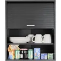 Produktbild: SIMMOB Küchenschrank Oberschrank Hängeschrank mit Rolladentür, Jalousienschrank, schwarz, 60x35x72 cm BTH
