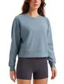 Produktbild: CRZ YOGA Damen SoftAura Oversized Sweatshirt Langarm Shirt Basic Workout Lässig Rundhalsausschnitt Pullover Belgisches Blau 40