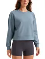 Produktbild: Damen SoftAura Oversized Sweatshirt Langarm Shirt Basic Workout Lässig Rundha...
