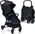 Produktbild: COSTWAY Buggy zusammenklappbar mit 5-Punkt-Gurt verstellbare Rückenlehne & Sonnenverdeck Kinderwagen (Schwarz)