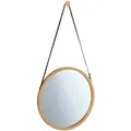 Produktbild: Relaxdays Hängespiegel rund, verstellbarer Riemen, Rahmen aus Bambus, modern, Flur, Bad & Gäste WC, ∅: 38 cm, natur