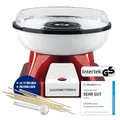 Produktbild: GOURMETmaxx Zuckerwattemaschine für Zuhause mit Zubehör | Retro Cotton Candy Machine Nostalgie mit Zuckerwatte-Stäbchen und Mess-Löffel | Zuckerwatte für Kinder Party [Rot Weiß]